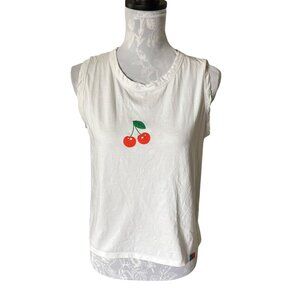 KULE Womens Mon Cherry Tank Shirt Top White Sleeveless Casual Size Medium